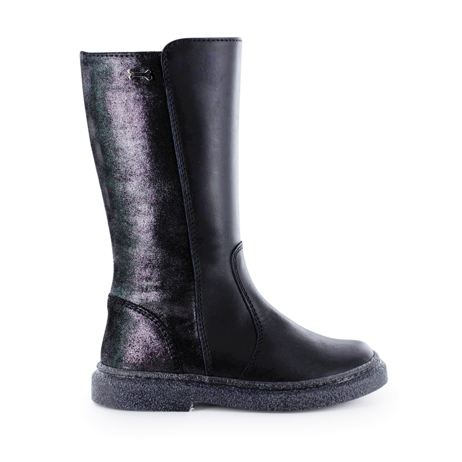 Girls STONES and BONES Boots | Paora Calf - Metal Black + Gunmetal - Stones And Bones