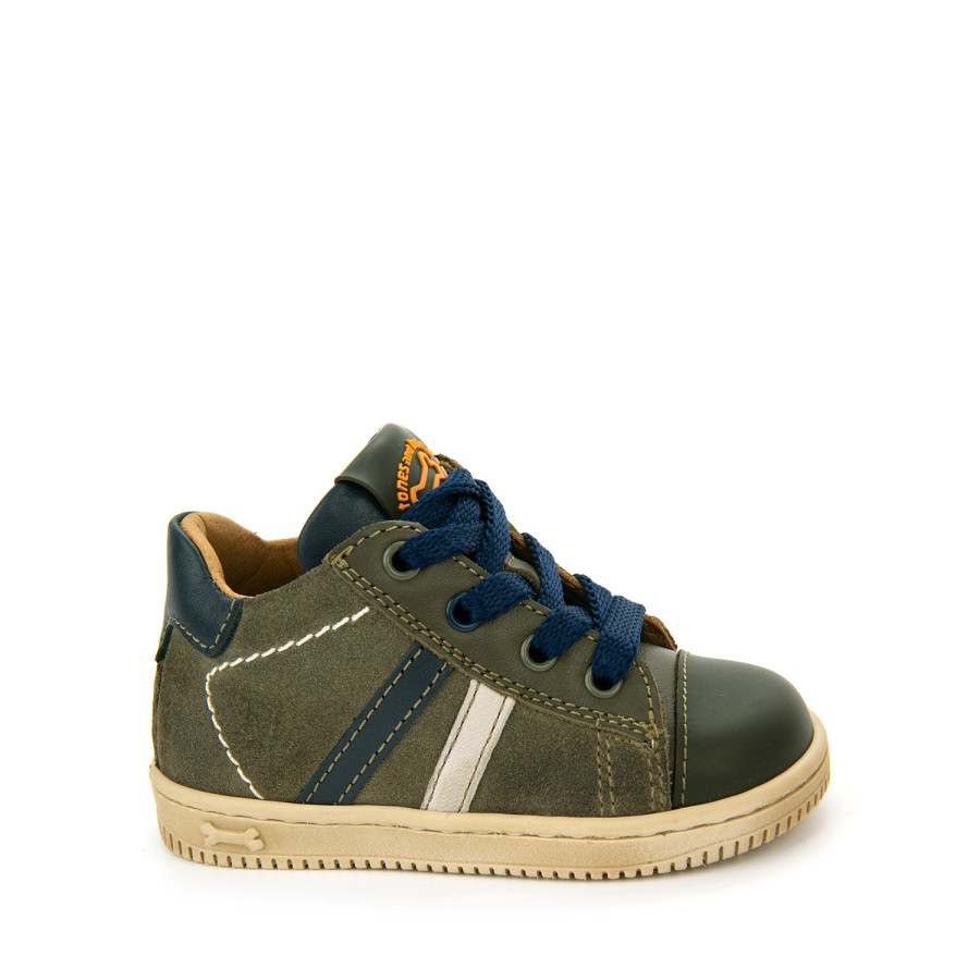 Boys STONES and BONES Low Shoes | Nepo Calf - Crs Khaki + Navy - Stones And Bones