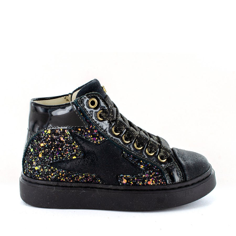 Girls STONES and BONES Mid Shoes | Flara Crs - Glitter Antracit - Stones And Bones