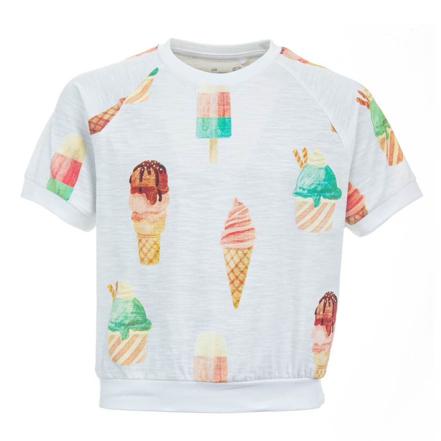 Girls STONES and BONES T-Shirts Short Sleeves | Venice - Ice Pattern White - Stones And Bones