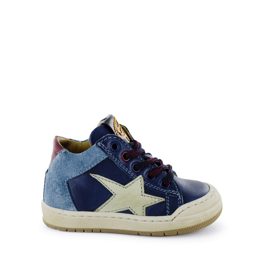 Boys STONES and BONES Mid Shoes | Neos Calf Navy + Cherry - Stones And Bones