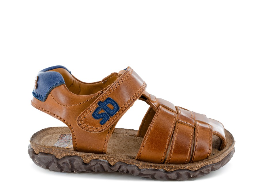 Boys STONES and BONES Sandals | Natan Vit Cognac + Blue - Stones And Bones