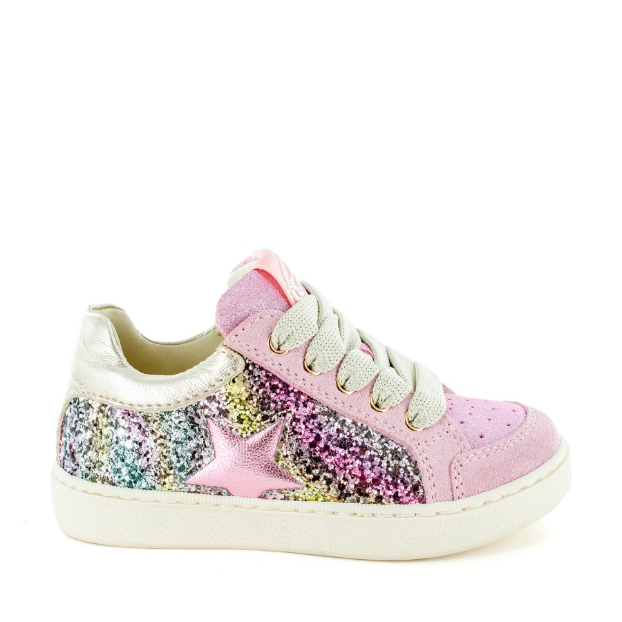 Girls STONES and BONES Low Shoes | Ravid Crs - Glitter Old Rose + Platin - Stones And Bones