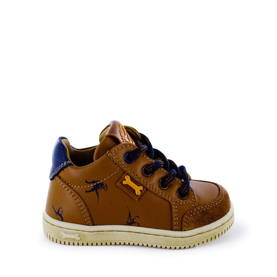 Boys STONES and BONES Mid Shoes | Naro-B Calf Cuoio + Navy - Stones And Bones