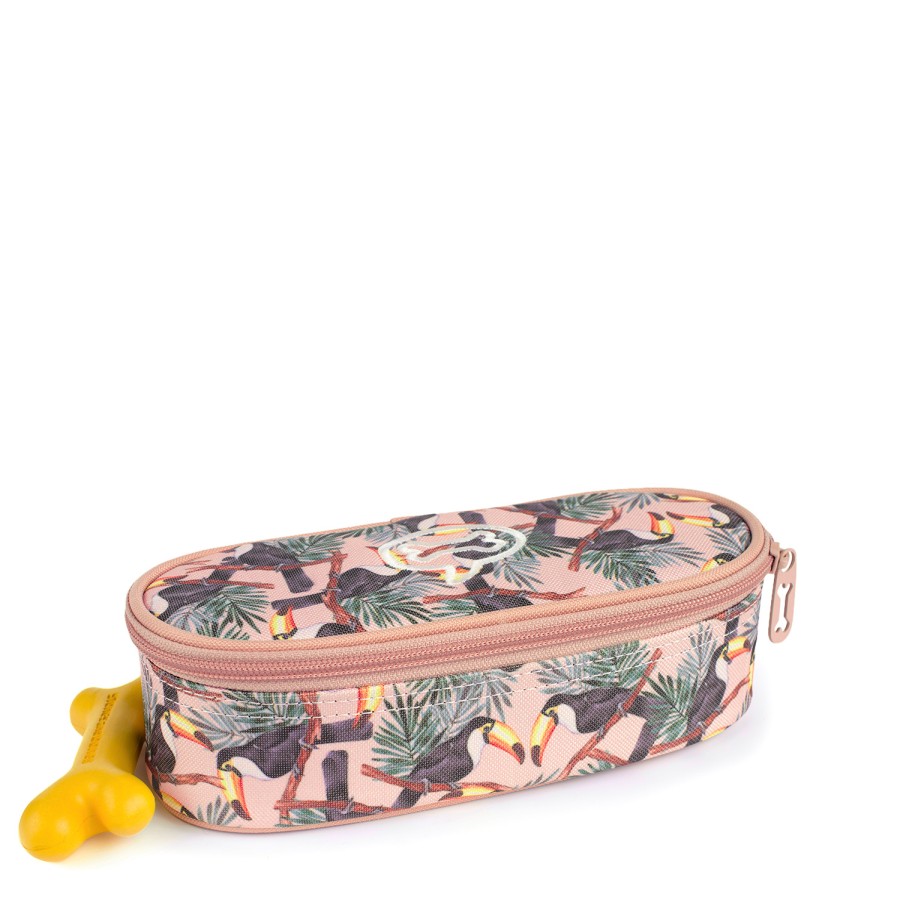 Girls STONES and BONES Pencil Cases | Oak - Tucans Rose - Stones And Bones