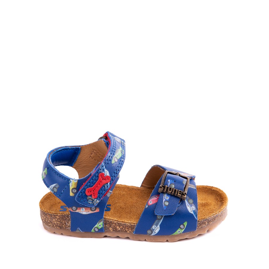 Boys STONES and BONES Sandals | Lenot Calf Electric Blue + Red - Stones And Bones