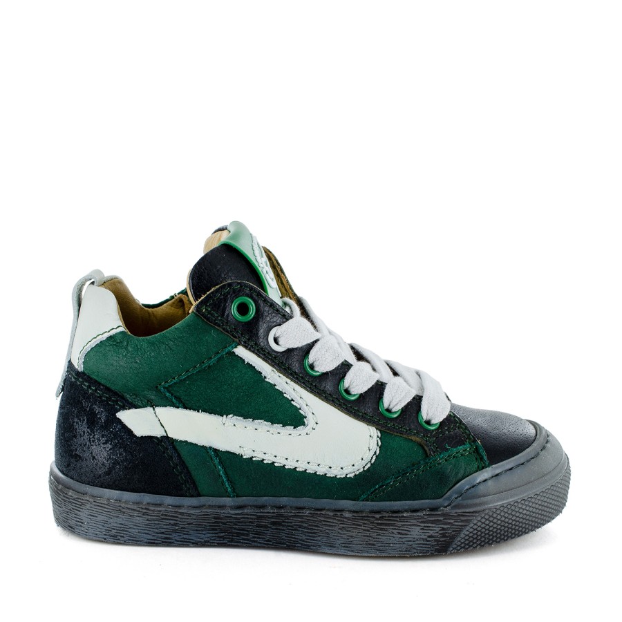 Boys STONES and BONES Mid Shoes | Gallo Calf D.Green + Black - Stones And Bones