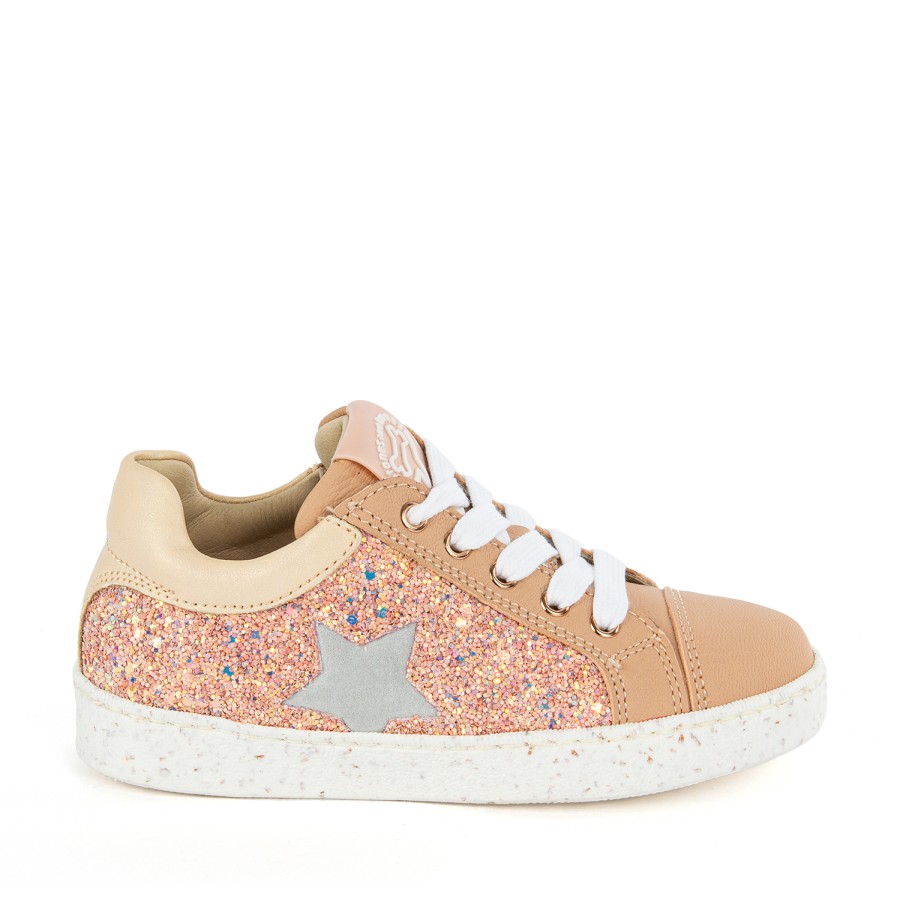 Girls STONES and BONES Mid Shoes | Rinat Calf - Glitter Old Rose - Stones And Bones