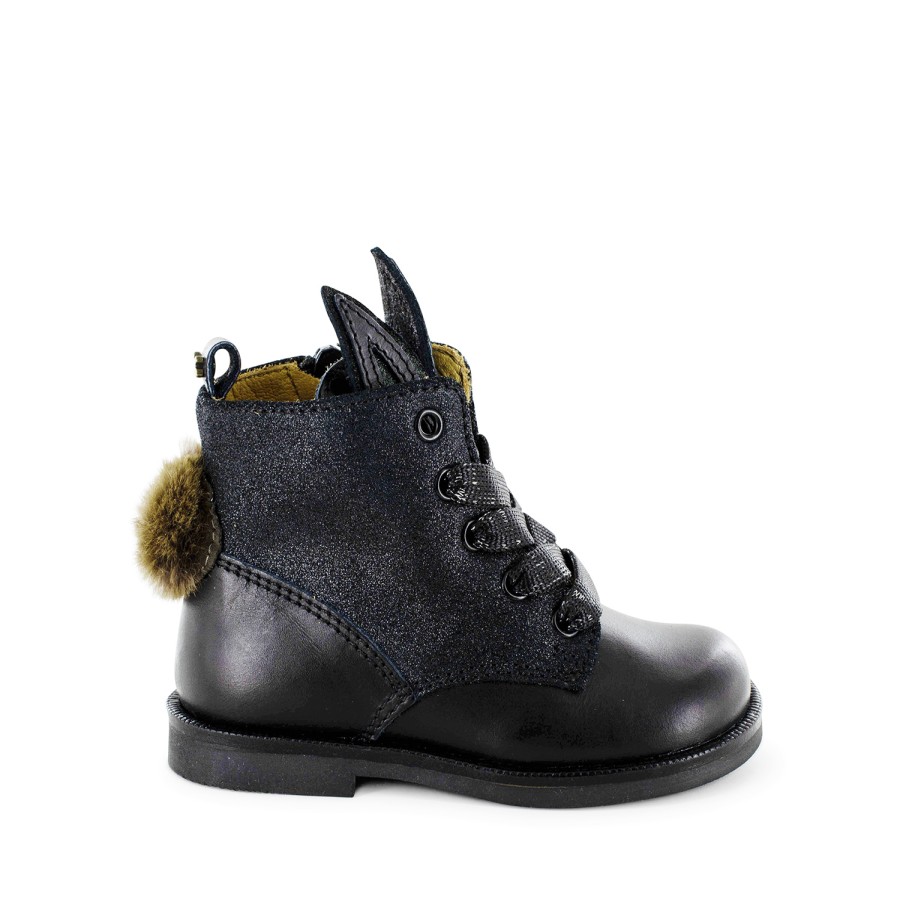 Girls STONES and BONES Half Boots | Falp Calf - Metal Black - Stones And Bones