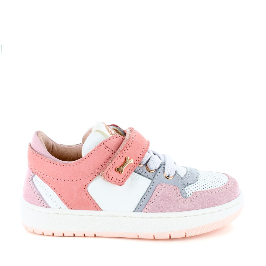 Girls STONES and BONES Low Shoes | Meena Crs - Calf Old Rose + White - Stones And Bones