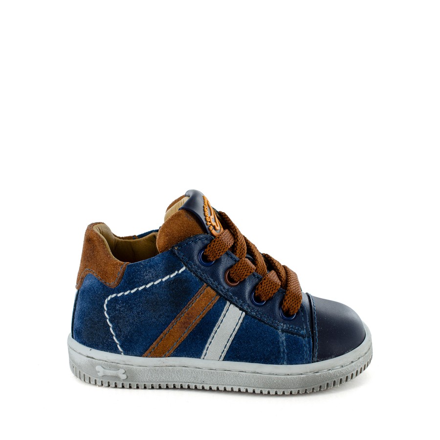 Boys STONES and BONES Low Shoes | Nepo Calf - Crs Navy + Brandy - Stones And Bones