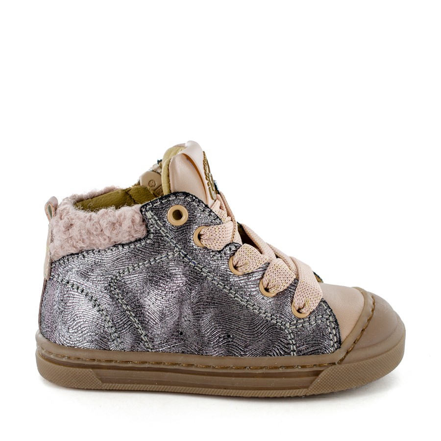 Girls STONES and BONES Mid Shoes | Poma Calf - Metal Nude - Stones And Bones