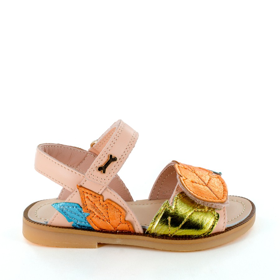 Girls STONES and BONES Sandals | Leafy Vit - Metal Salmon + Ocre - Stones And Bones