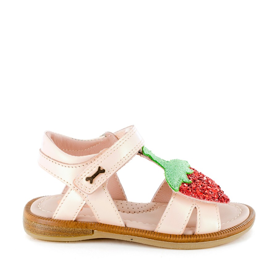 Girls STONES and BONES Sandals | Strav Calf Perl - Glitter Nude - Stones And Bones