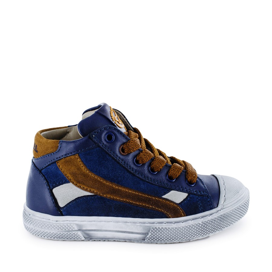 Boys STONES and BONES Sneakers | Raspo Calf - Crs Navy + Brandy - Stones And Bones