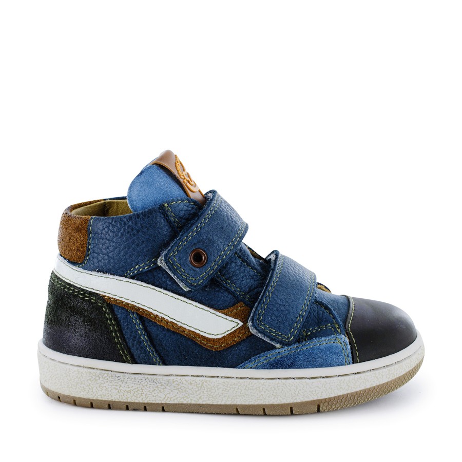 Boys STONES and BONES Mid Shoes | Crosp Nabuk Petrol + Brandy - Stones And Bones