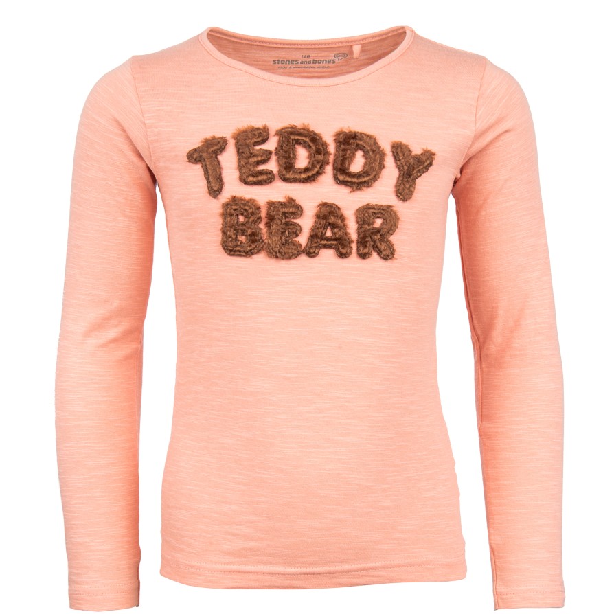 Girls STONES and BONES T-Shirts With Long Sleeves | Blissed - Teddy Bear Pink - Stones And Bones