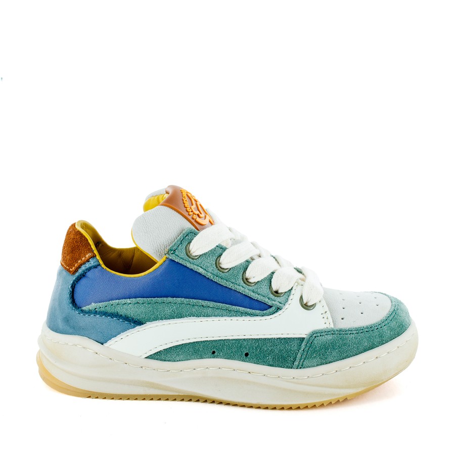 Boys STONES and BONES Low Shoes | Tonyo Crs - Calf Petrol + Off White - Stones And Bones