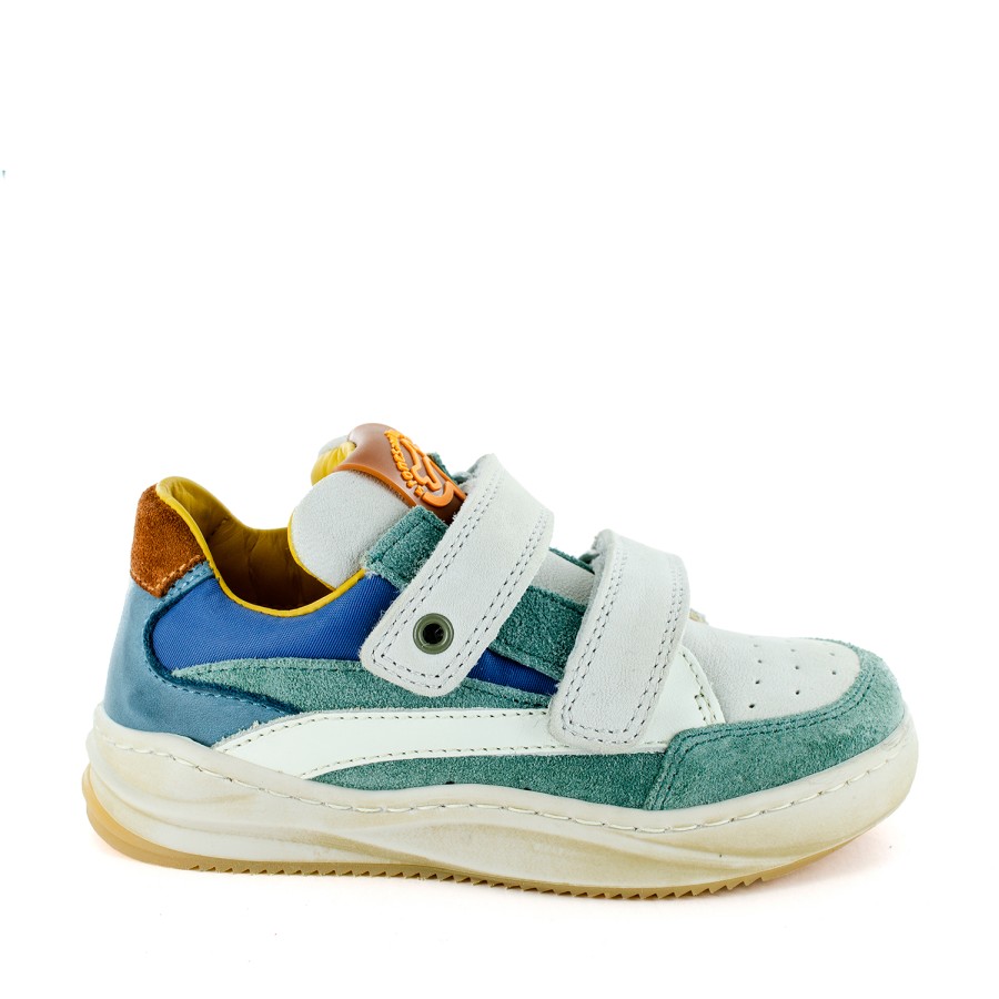 Boys STONES and BONES Low Shoes | Troep Crs - Calf Petrol + Off White - Stones And Bones