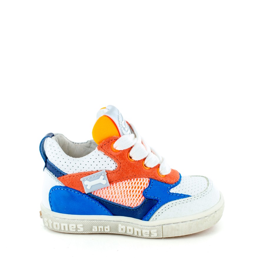 Girls STONES and BONES Mid Shoes | Milp Vit - Calf White + Azure - Stones And Bones