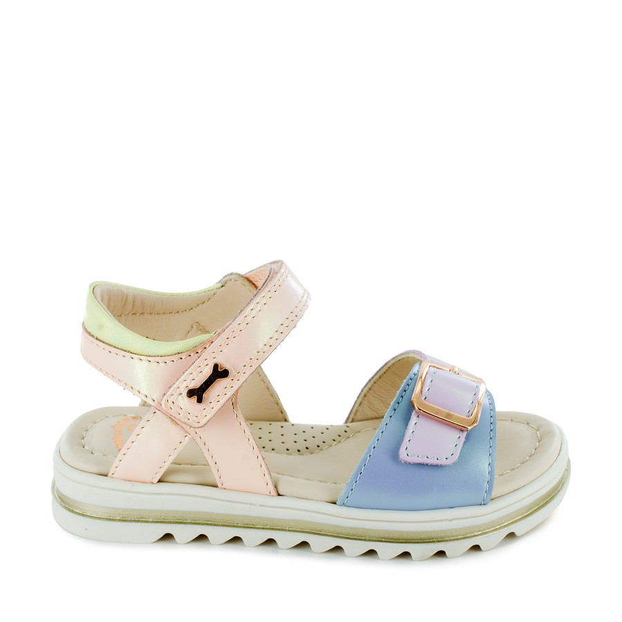 Girls STONES and BONES Sandals | Dalid Calf Perl Steelblue + Lilac - Stones And Bones