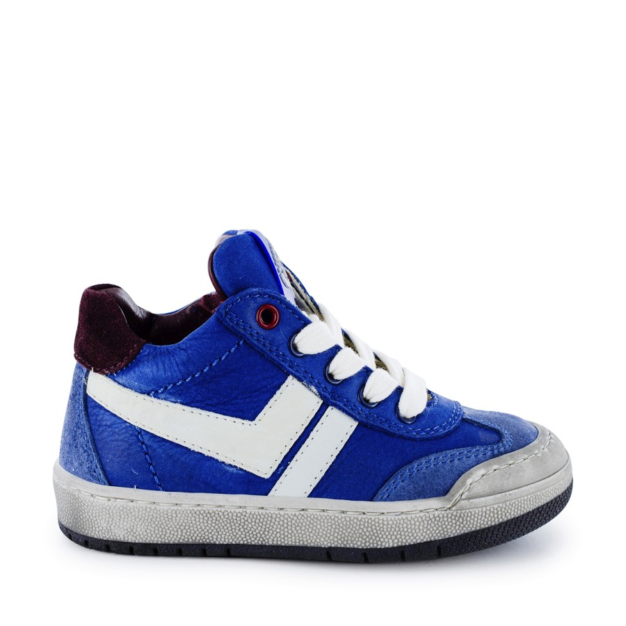 Boys STONES and BONES Mid Shoes | Noles Calf Blue + Ivor - Stones And Bones