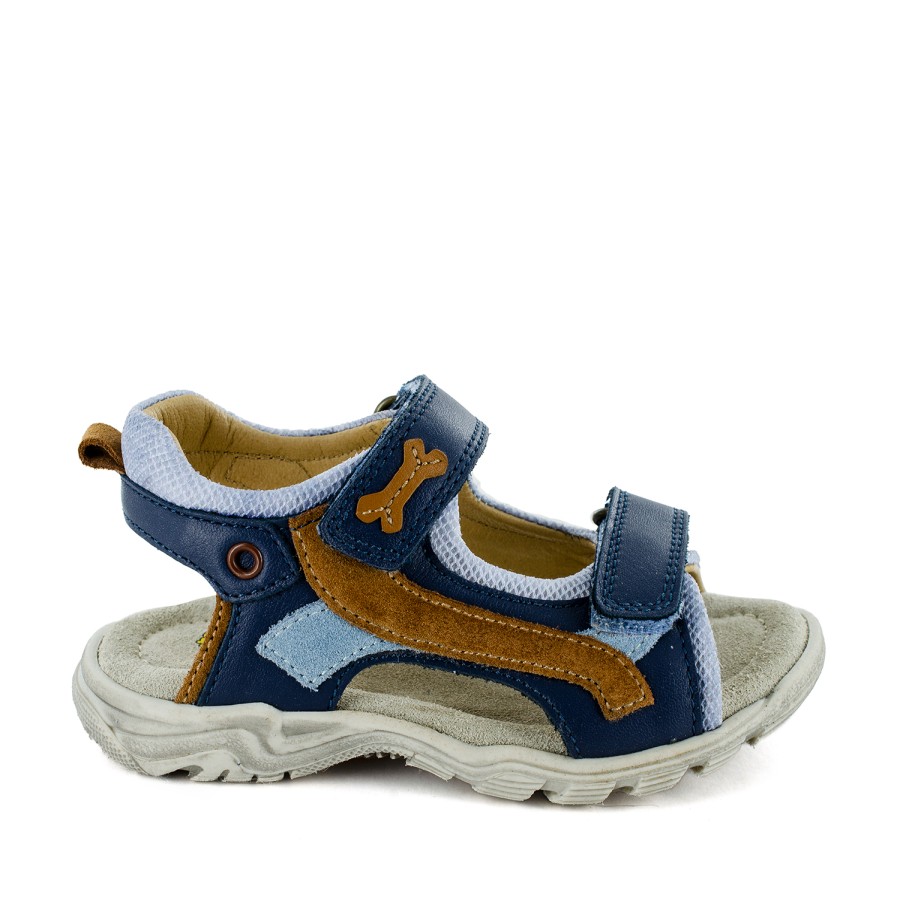 Boys STONES and BONES Sandals | Josto Calf - Crs Navy + Brandy - Stones And Bones