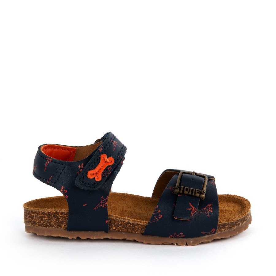 Boys STONES and BONES Sandals | Losto Calf Navy + Brick - Stones And Bones