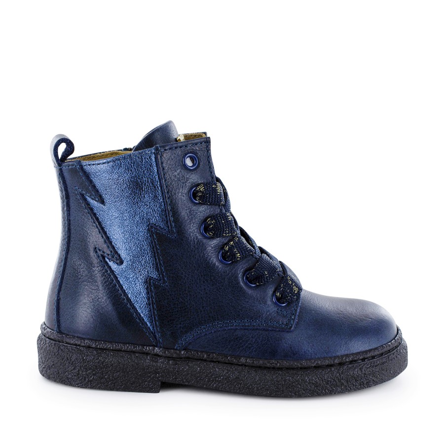 Girls STONES and BONES Half Boots | Pedar Calf - Metal Navy - Stones And Bones