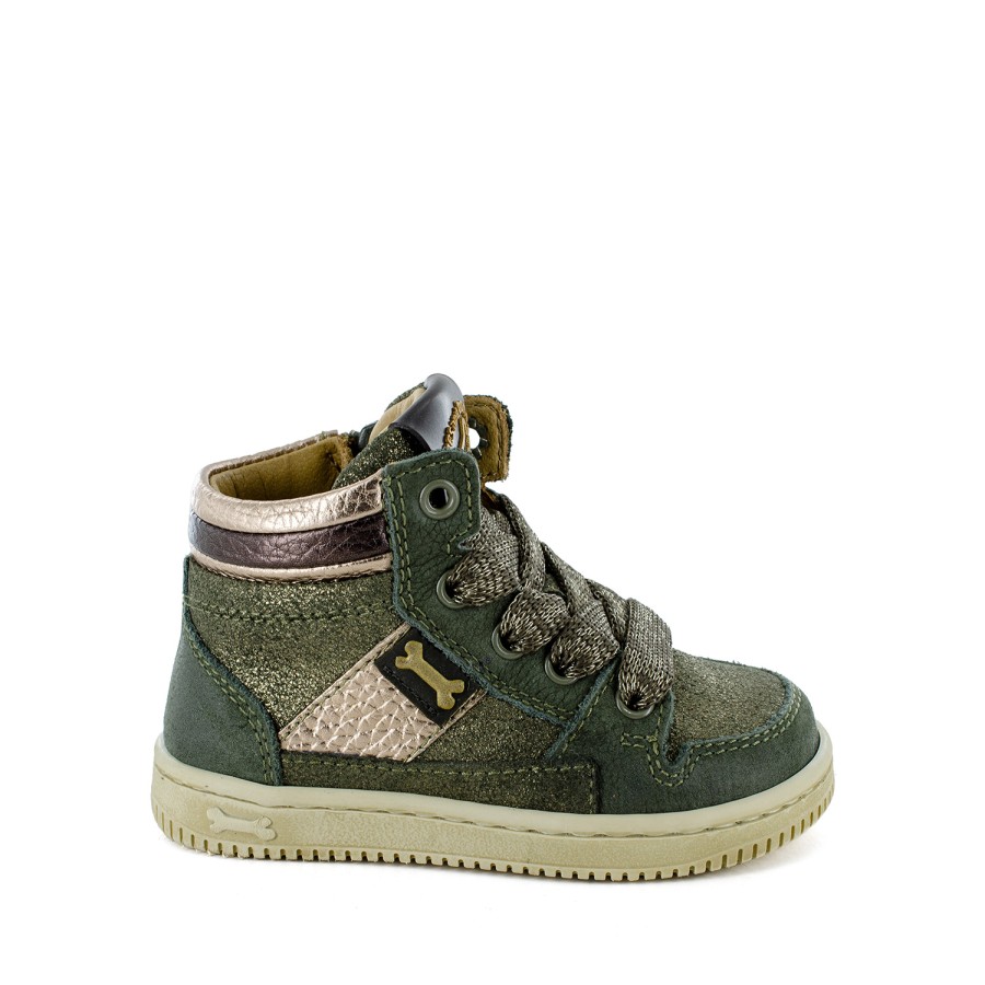 Girls STONES and BONES Mid Shoes | Neal Metal Khaki + Nude - Stones And Bones