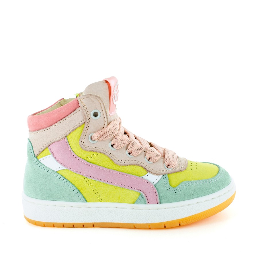 Girls STONES and BONES Mid Shoes | Losot Calf - Crs Lemon + Mint - Stones And Bones