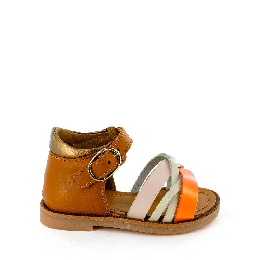 Girls STONES and BONES Sandals | Pita Calf Melon + Cognac - Stones And Bones