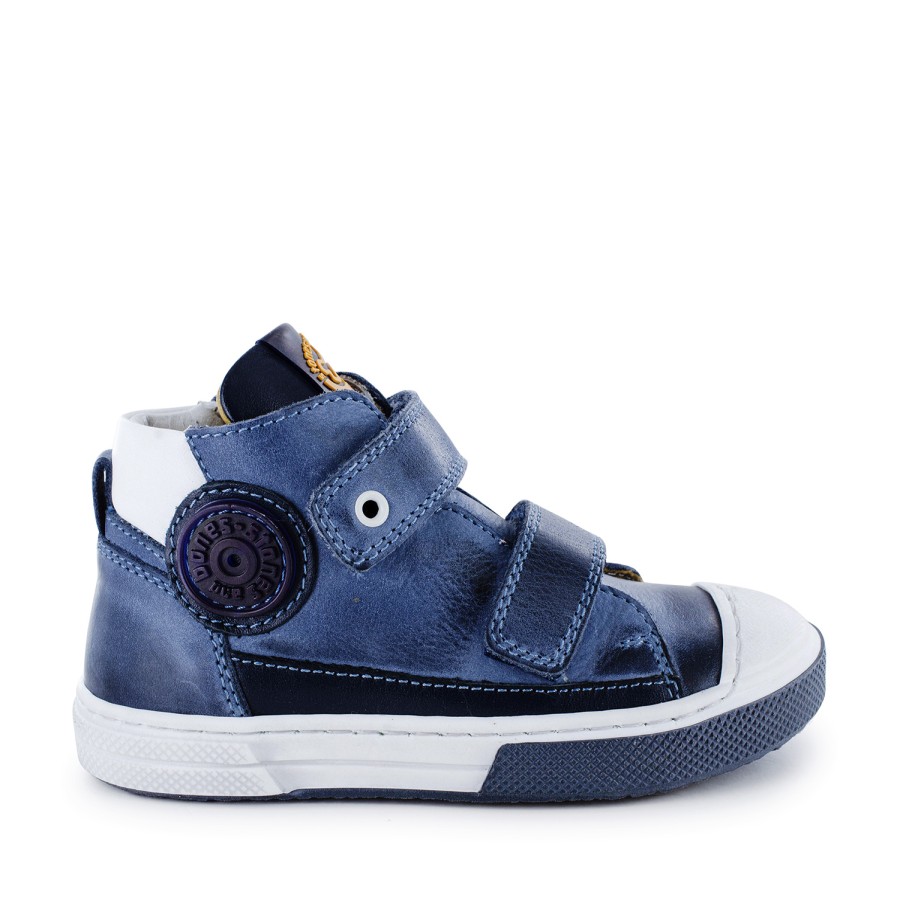 Boys STONES and BONES Sneakers | Rolat Calf Denim + White - Stones And Bones