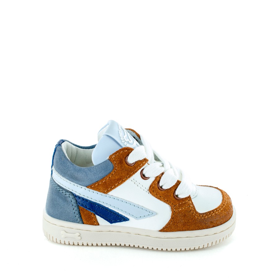 Boys STONES and BONES Low Shoes | Nomi Crs - Calf White + Brandy - Stones And Bones