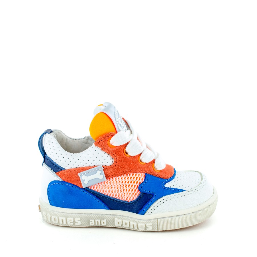 Boys STONES and BONES Mid Shoes | Milp Vit - Calf White + Azure - Stones And Bones