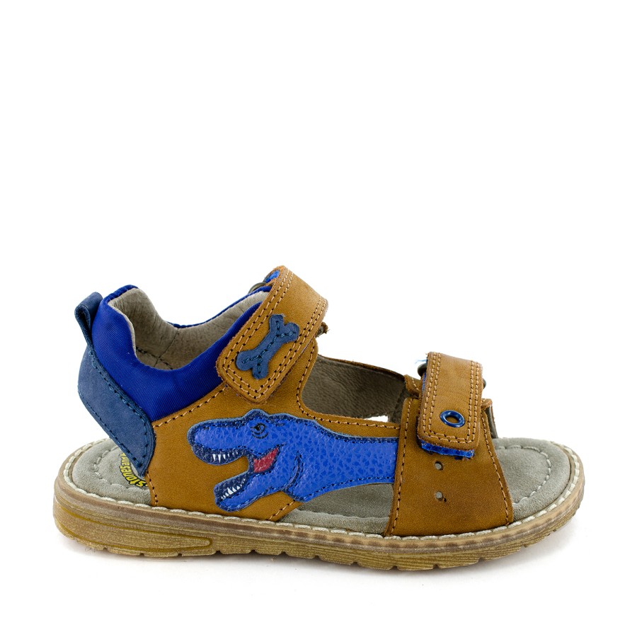 Boys STONES and BONES Sandals | Dinos Calf Cuoio + Electric Blue - Stones And Bones