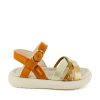 Girls STONES and BONES Sandals | Clary Pearl - Calf Cognac + Gold - Stones And Bones