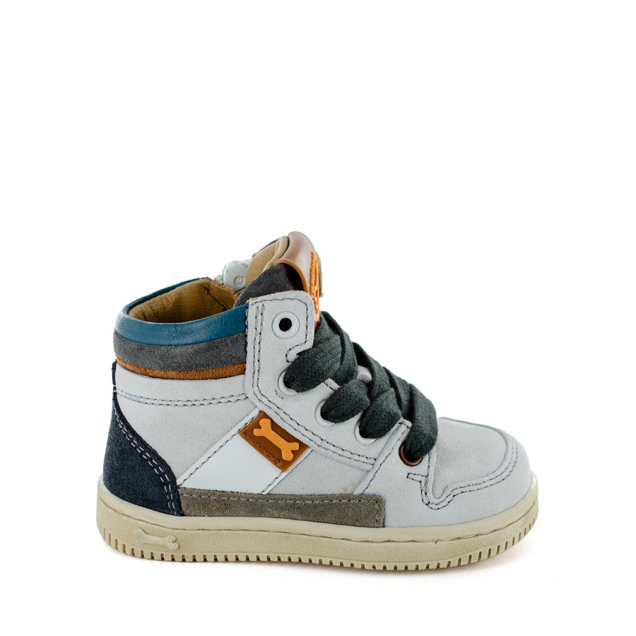 Boys STONES and BONES Mid Shoes | Neal Calf Off White + Smoke - Stones And Bones