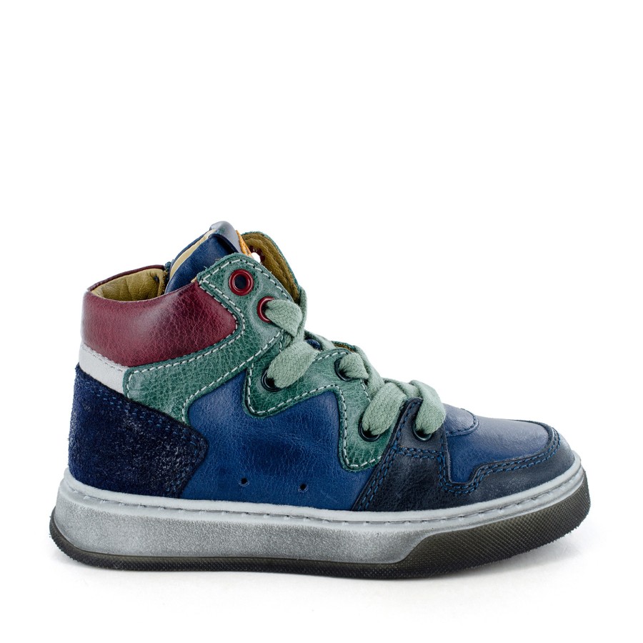 Boys STONES and BONES Mid Shoes | Derot Calf Navy + Bordo - Stones And Bones