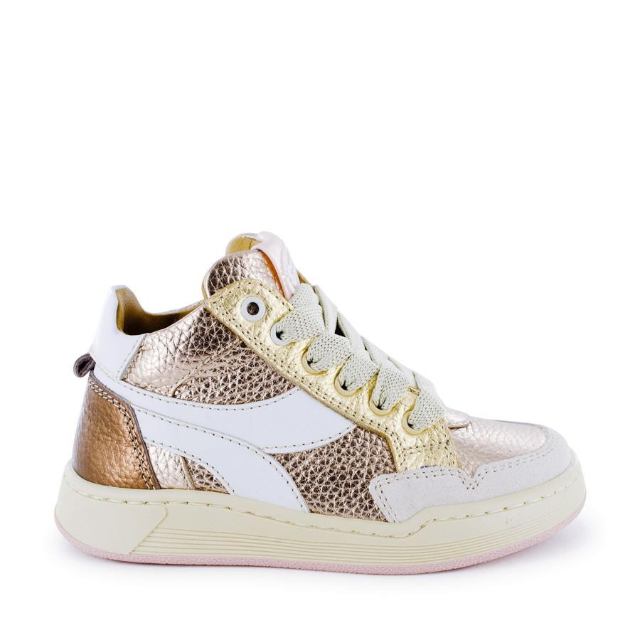 Girls STONES and BONES Mid Shoes | Rivet Calf - Metal Nude + Gold - Stones And Bones