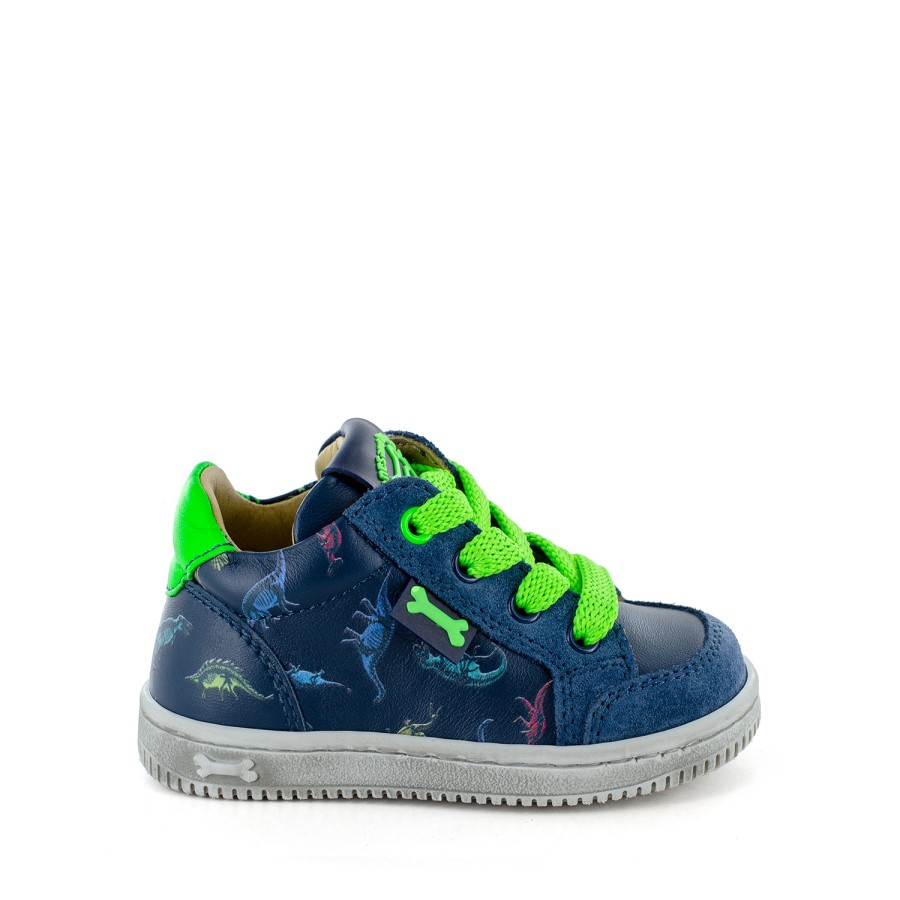 Boys STONES and BONES Mid Shoes | Naro Calf Ocean + Green Fluo - Stones And Bones