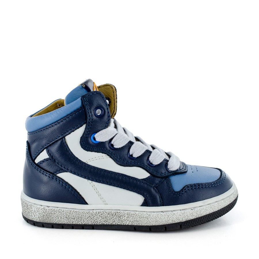 Boys STONES and BONES Mid Shoes | Losot Calf Navy + Azure - Stones And Bones