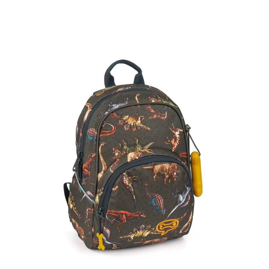 Boys STONES and BONES Toddler Backpacks | Laurel 2.0 - Dinosaurs Khaki - Stones And Bones