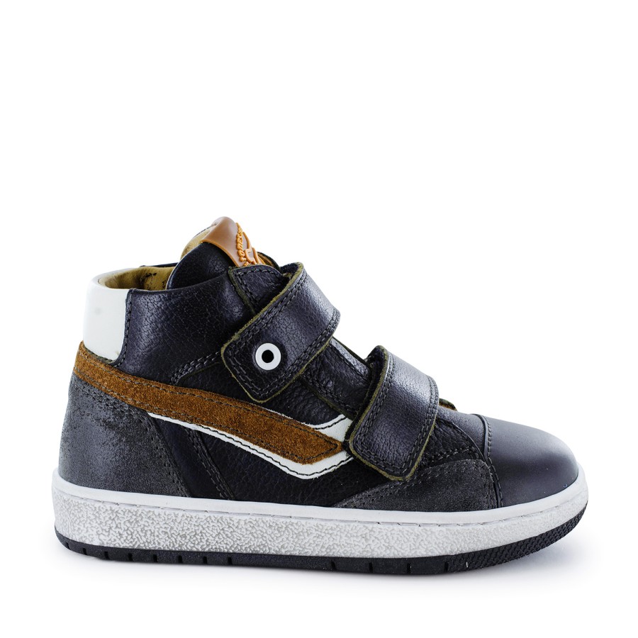 Boys STONES and BONES Mid Shoes | Crosp Calf Black + Ivor - Stones And Bones