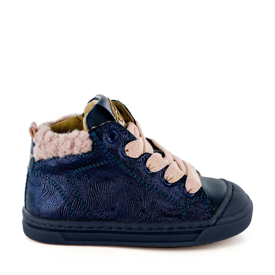 Girls STONES and BONES Mid Shoes | Poma Calf - Metal Navy - Stones And Bones