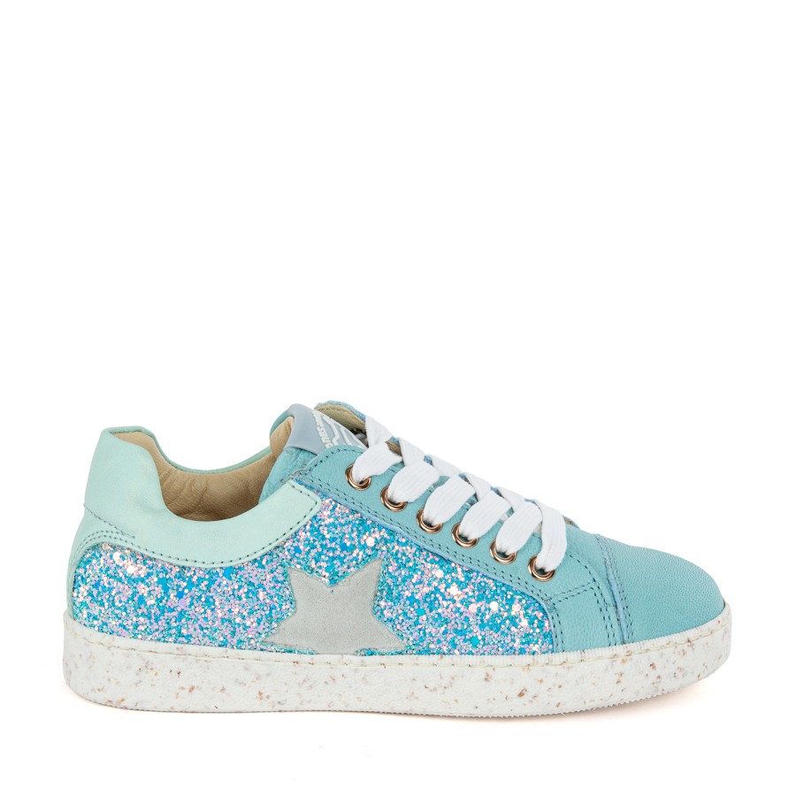 Girls STONES and BONES Mid Shoes | Rinat Calf - Glitter Aqua - Stones And Bones