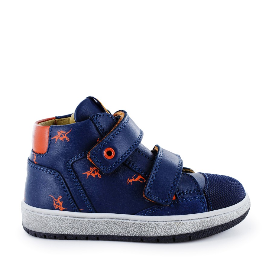 Boys STONES and BONES Mid Shoes | Lomat Calf Navy + Brick - Stones And Bones