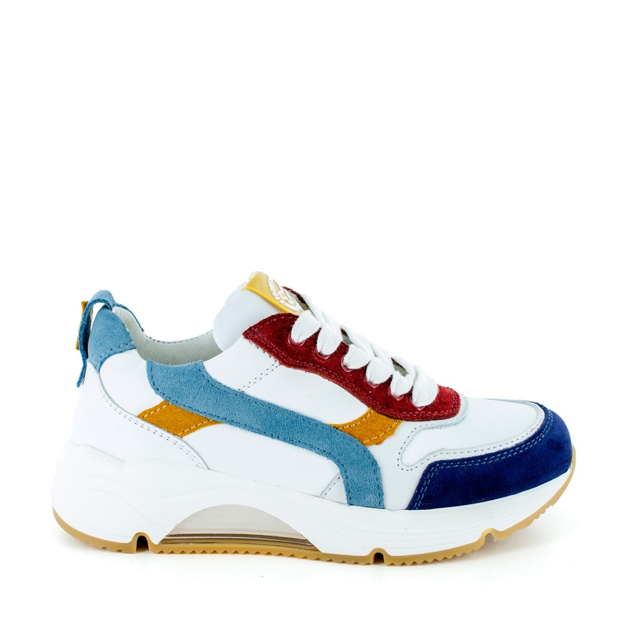 Boys STONES and BONES Low Shoes | Falcan Crs - Calf White + Blue - Stones And Bones