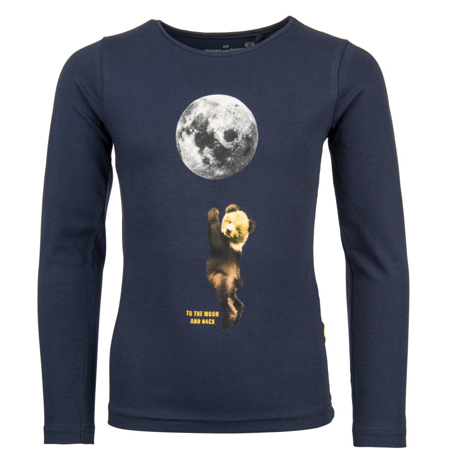 Girls STONES and BONES T-Shirts With Long Sleeves | Blissed - To The Moon Navy - Stones And Bones