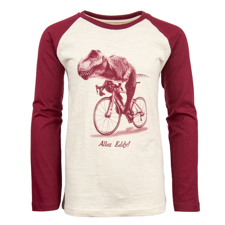 Boys STONES and BONES T-Shirts With Long Sleeves | Harvest - Eddy Rex Sand + Bordo - Stones And Bones